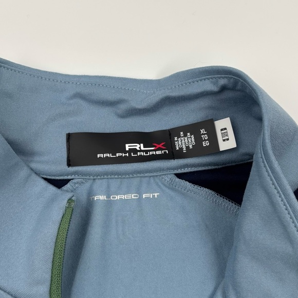 RLX Ralph Lauren Women's XL Tailored Fit Blue Color Blocked Jersey Zip Pullover - Picture 2 of 6